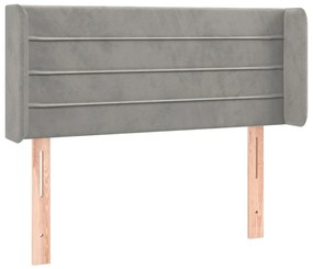 Cabeceira de cama c/ luzes LED veludo 93x16x78/88cm cinza-claro