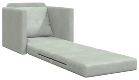 Sofá de Andar vidaXL Individual Conversível Veludo 74x77x81 cm Cinza C