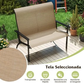 Banco de jardim com encosto ligeiramente inclinado 120 x 81 x 106 cm e apoios para os braços com estrutura metálica Castanho