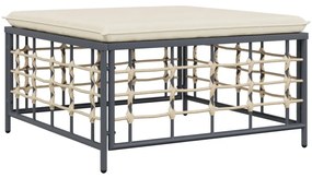 4 pcs conjunto lounge de jardim c/ almofadões vime PE antracite