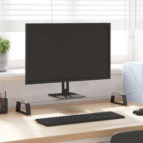 vidaXL Suporte para monitor 80x20x8 cm vidro temperado e metal preto