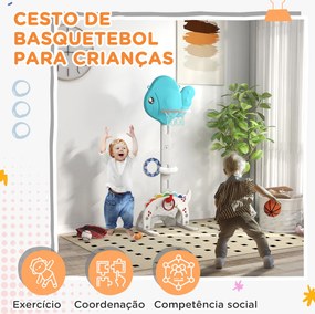Cesto de Basquetebol para Crianças Altura Ajustável com Jogo de Lançamento de Bola de Futebol, Golf Multicolor