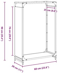 Suporte para lenha 60x28x90 cm aço laminado a frio preto