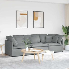 vidaXL Sofá modular com almofadas tecido cinzento-claro