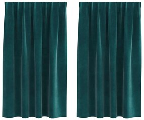 Cortinas Blackout vidaXL com fita superior 2 pcs Veludo Verde Escuro