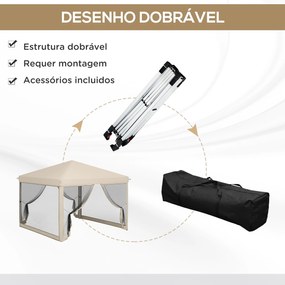 Tenda Dobrável 3x3 para Exterior Tenda Portátil de Jardim com Mosquite
