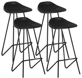 Bancos de bar 4 pcs couro genuíno preto