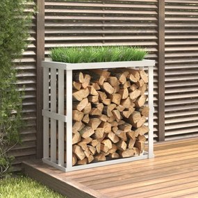 822627 vidaXL Suporte de lenha p/ exterior 108x52x106 cm pinho maciço branco