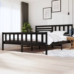 Estrutura de cama 200x200 cm madeira maciça preto