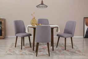 Conjunto de Mesa de Jantar Extensível Vina – Nogueira e Cinza – Mesa 1