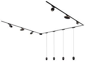 Sistema de iluminação de trilho com 10 luzes pretas monofásicas - Magnetic Eggy Puk