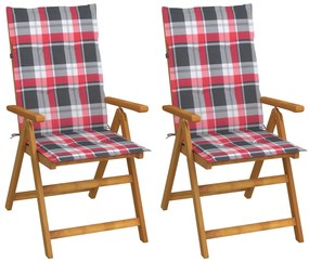 vidaXL Cadeiras jardim reclináveis c/ almofadões 2 pcs acácia maciça