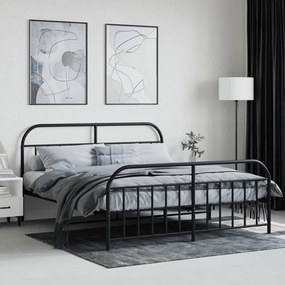 Estrutura de cama sem colchão com pés 160x200 cm preto