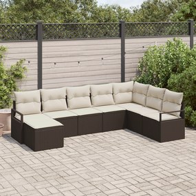 Conjunto de Sofá de Jardim com Almofadas vidaXL 8 Peças Castanho Vime