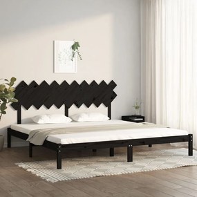 Estrutura de cama 200x200 cm preto madeira maciça