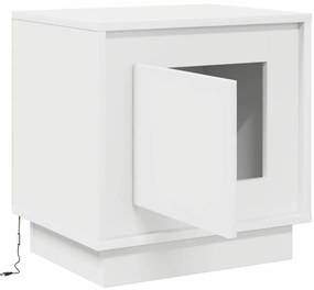 Mesa de cabeceira com luzes LED Branca 44x34,5x45 cm