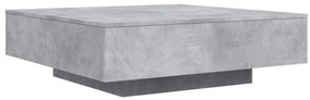 Mesa de centro com luzes LED 100x100x31 cm cinzento cimento