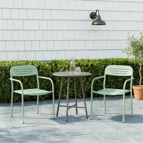 Conjunto de 2 cadeiras de jardim empilháveis (MESA NÃO INCLUIDA), resistentes às intempéries, com braços, 56 x 58 x 78 cm, verde