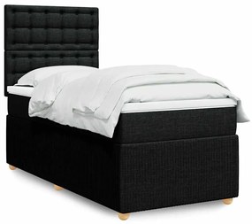 vidaXL Cama com molas/colchão 100x200 cm tecido preto