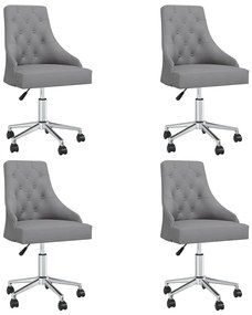 vidaXL Cadeiras de jantar giratórias 4 pcs tecido cinzento-claro