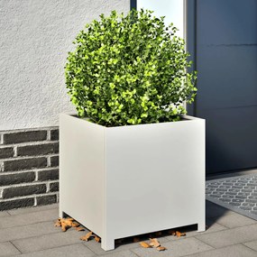 vidaXL Vaso/floreira de jardim 50x50x50 cm aço branco