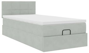 Estrutura cama otomana colchão 90x200 cm veludo cinzento claro