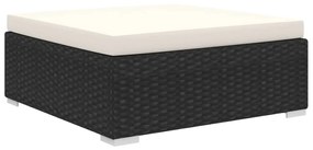 11 pcs conjunto lounge de jardim c/ almofadões vime PE preto