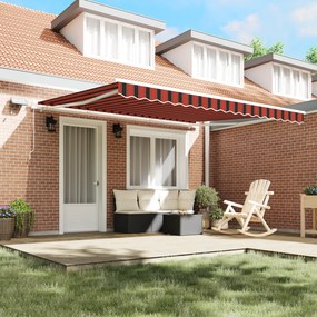 vidaXL Toldo Retrátil Manual com LED Laranja e Castanho 400x300 cm