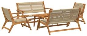vidaXL Cadeiras de Jardim com Mesa 5 pcs Bege Madeira Maciça de Acácia
