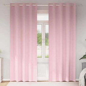 vidaXL Cortinas com cortinas 2 pcs Rosa Bebê 245 x 140 cm Poliéster