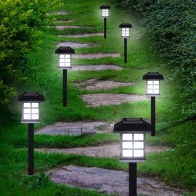Conjunto de 24 luzes solares LED 8,6 x 8,6 x 38 cm, pretas