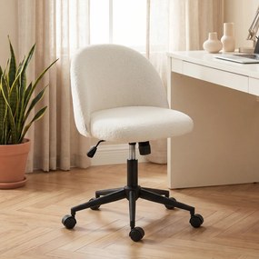 Cadeira de Escritório Ergonómica, 59 x 52 x 84,5 cm, Altura Regulável, Creme