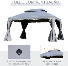 Pérgola de Jardim 4x3m Pérgola de Alumínio com Teto de Ventilação 4 Co