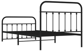 Estrutura de cama com cabeceira e pés 107x203 cm metal preto