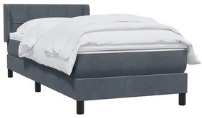 Cama com molas/colchão cinza-escuro 90x210 cm veludo