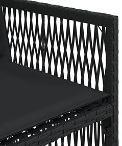 Cadeiras de jardim com almofadões 4 pcs vime PE preto
