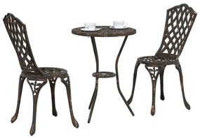 Conjunto de Bistrô de Jardim 3 Peças vidaXL em Alumínio Fundido Bronze