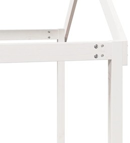 Cama alta c/ escada e telhado 90x200 cm pinho maciço branco