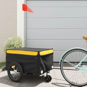 Reboque para bicicleta 45 kg ferro preto e amarelo