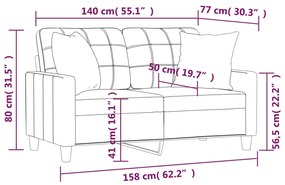 Sofá 2 lugares +almofadas 140cm couro artificial vermelho tinto