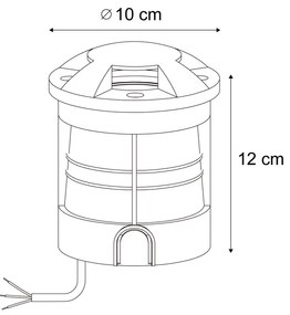 Foco de chão moderno preto GU10 50mm efeito de 4 luzes IP65/IP67 - Cellar Moderno