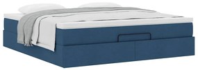 Estrutura de cama otomana vidaXL com tecido azul colchão 180x200cm