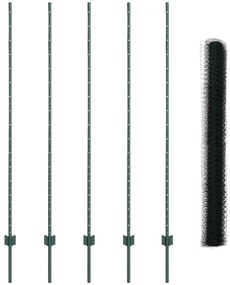 Postes de Cerca vidaXL 5 pcs U-Channel Verde 150 cm Aço