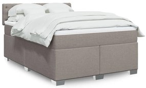vidaXL Cama com molas/colchão 160x200 cm tecido castanho-acinzentado