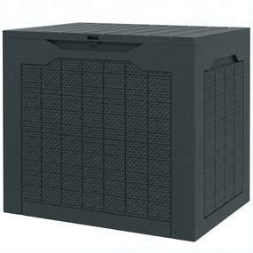Caixa de arrumação para exterior de 93 L com pegas embutidas 56 x 41 x 50 cm, mala de arrumação para exterior estanque, cinzento escuro