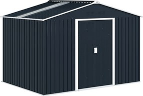 Outsunny Abrigo de Jardim 4,9 m² 277x195x192 cm com 2 Portas Deslizantes Base Reforçada (Chão NÃO Incluído) Cinzento Escuro | Aosom Portugal