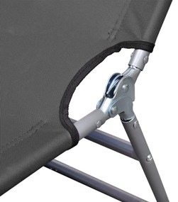 Espreguiçadeira dobrável c/ almofada encosto ajustável cinzento