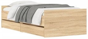 Estrutura de cama com gavetas 90x200 cm carvalho sonoma