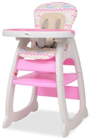 10143 vidaXL Cadeira de refeição conversível 3 em 1 com mesa rosa