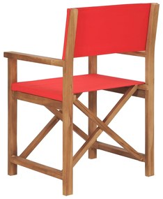 Cadeiras de realizador dobráveis 2 pcs teca maciça vermelho